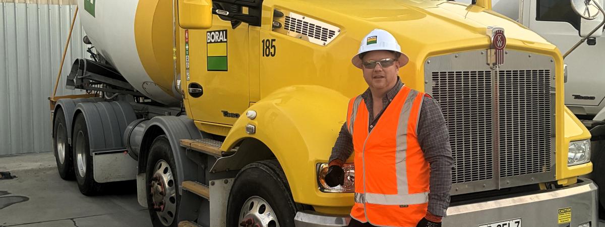 Ryan Payne with Boral truck