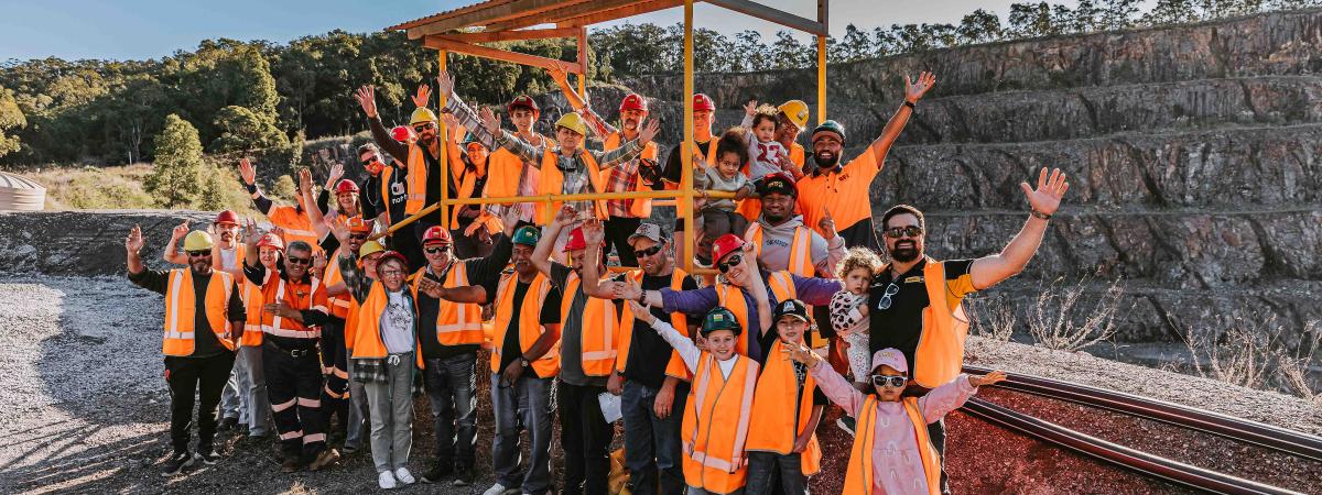 Community in PPE pose at Seaham Quarry