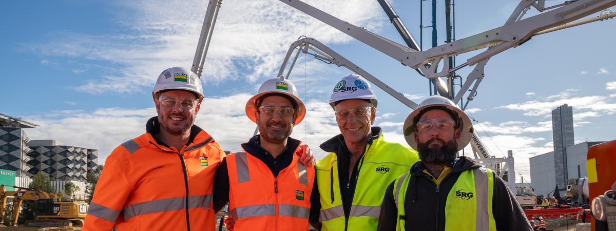 Boral and SRG staff at Perth's Women and Babies Hospital during concrete pour