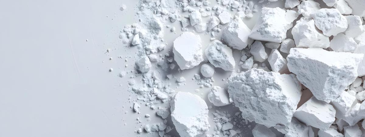 Birds-eye view of powered lime on grey background