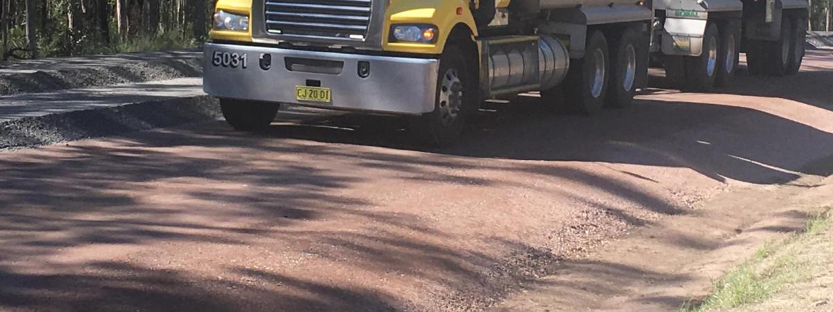 Truck delivering Roadbase to Stroud