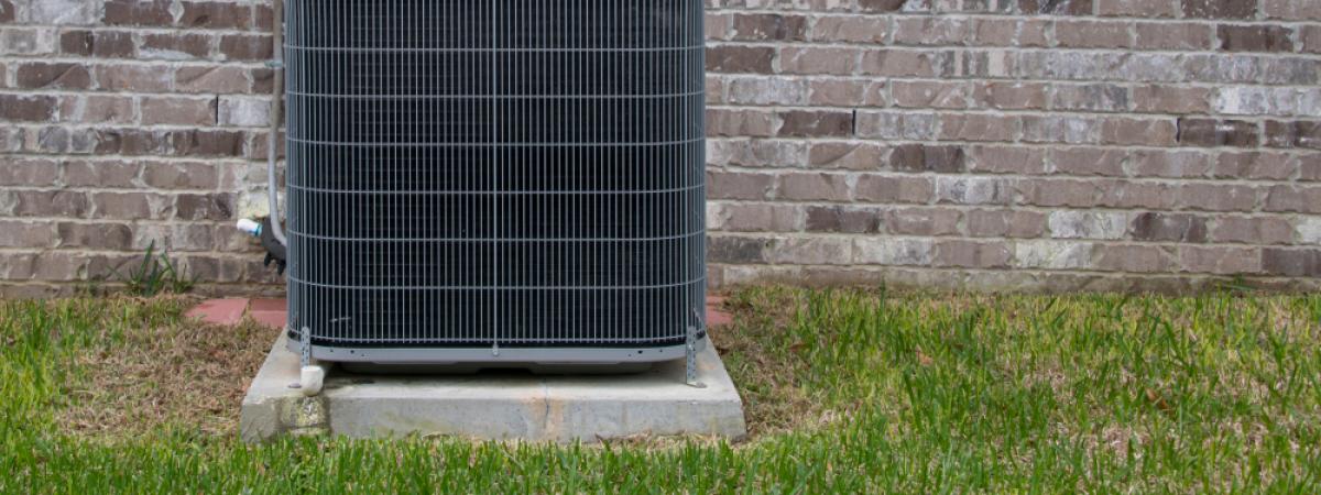 Air con unit on slab