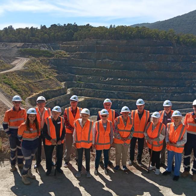 Tour group standing in front of Montrose Quarry