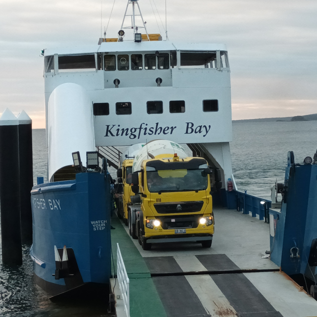 Fraser Island - Barge and Boral Truck
