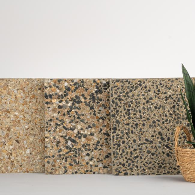 3 golden speckled shades from South Australia's exposed aggregate concrete range