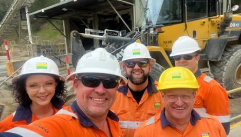 Kevin Whelan, Ryan Phillips, Ryan Low, Natasha Habel and Andrew Geue on site at Boral's Burnside Concrete Plant