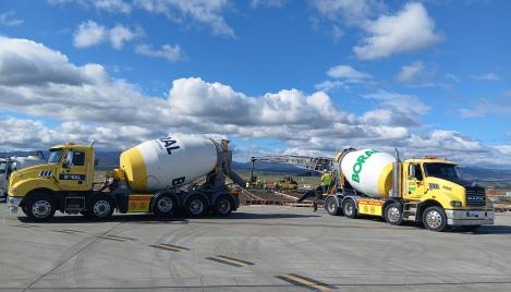 Boral concrete trucks on airport runway in tasmania