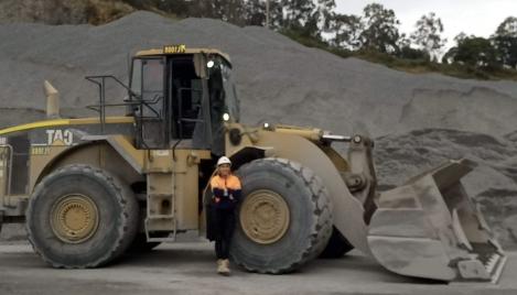 Rachel Jackson, Leading Hand, at Boral's West Burleigh Quarry with a loader