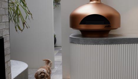 Burnished concrete in residential garden design