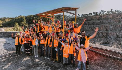 Community in PPE pose at Seaham Quarry