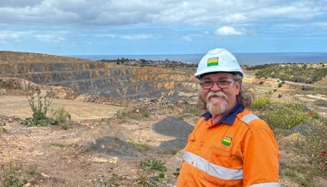 Boral employee standing in orange PPE at Linwood quarry in South Australia