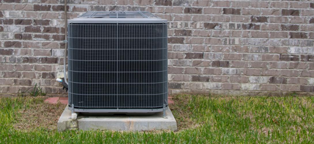 Air con unit on slab