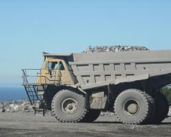 A haul truck working at the Dunmore Quarry