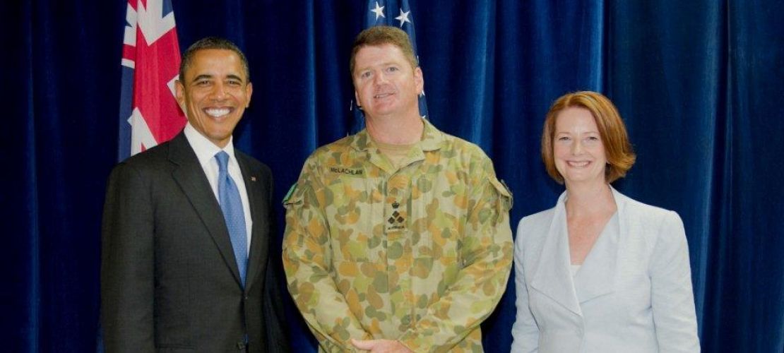 Gus McLachlan with President Barak Obama and Prime Minister Julia gillard