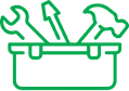Icon of hardware tools in a box