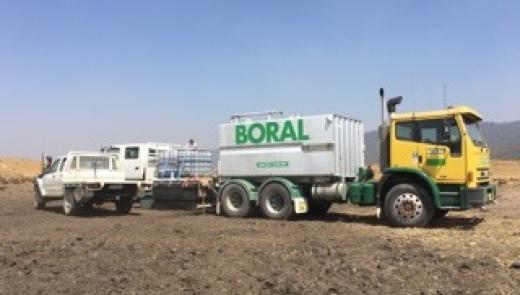 A Boral water tanker assists farmers, National Parks and RFS tackle fires in the Snowy Mountains