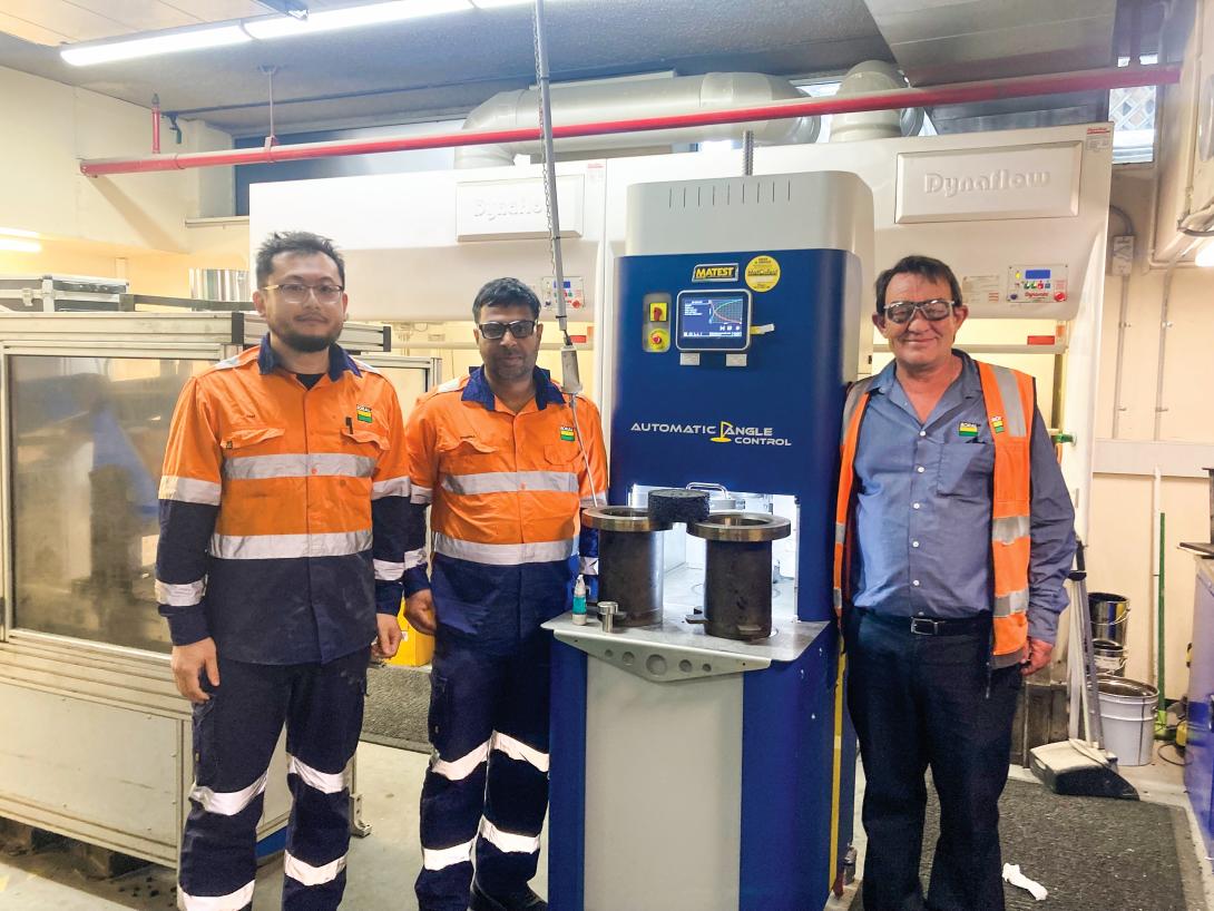 Baulkham Hills team with Superpave compactor - Sam Puxuan Ma, Edward Chandrathas, George Prudnyk