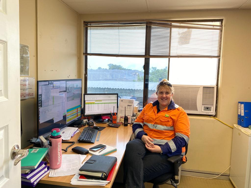 Seaham quarry staff member at office desk