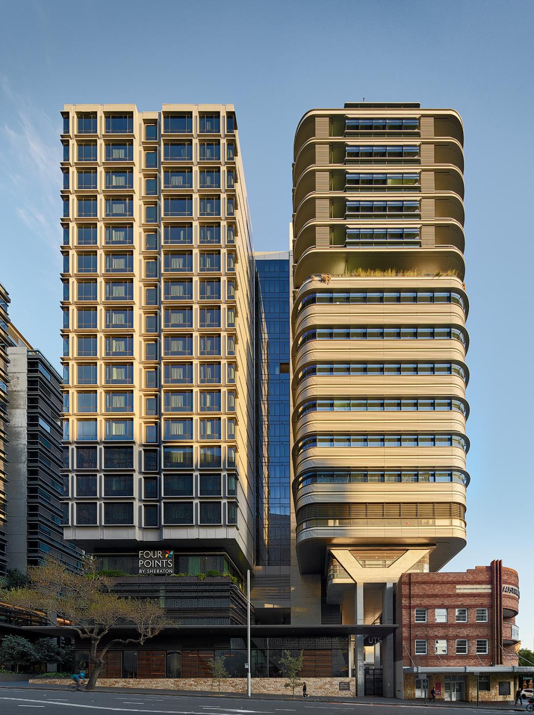 Front on shot of entire building of Duo Central Park