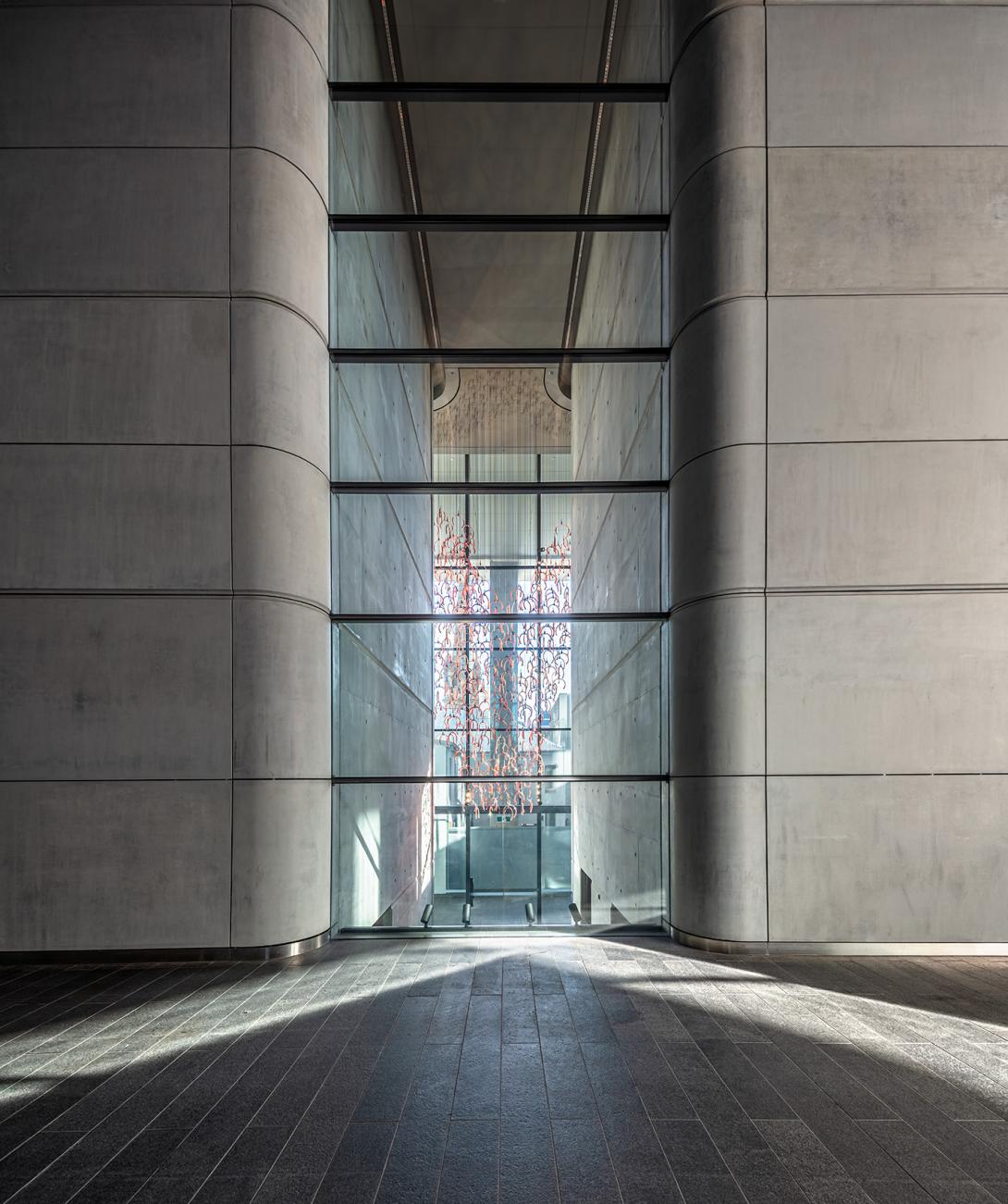 Interior shot of Duo showing exposed concrete walls and floors