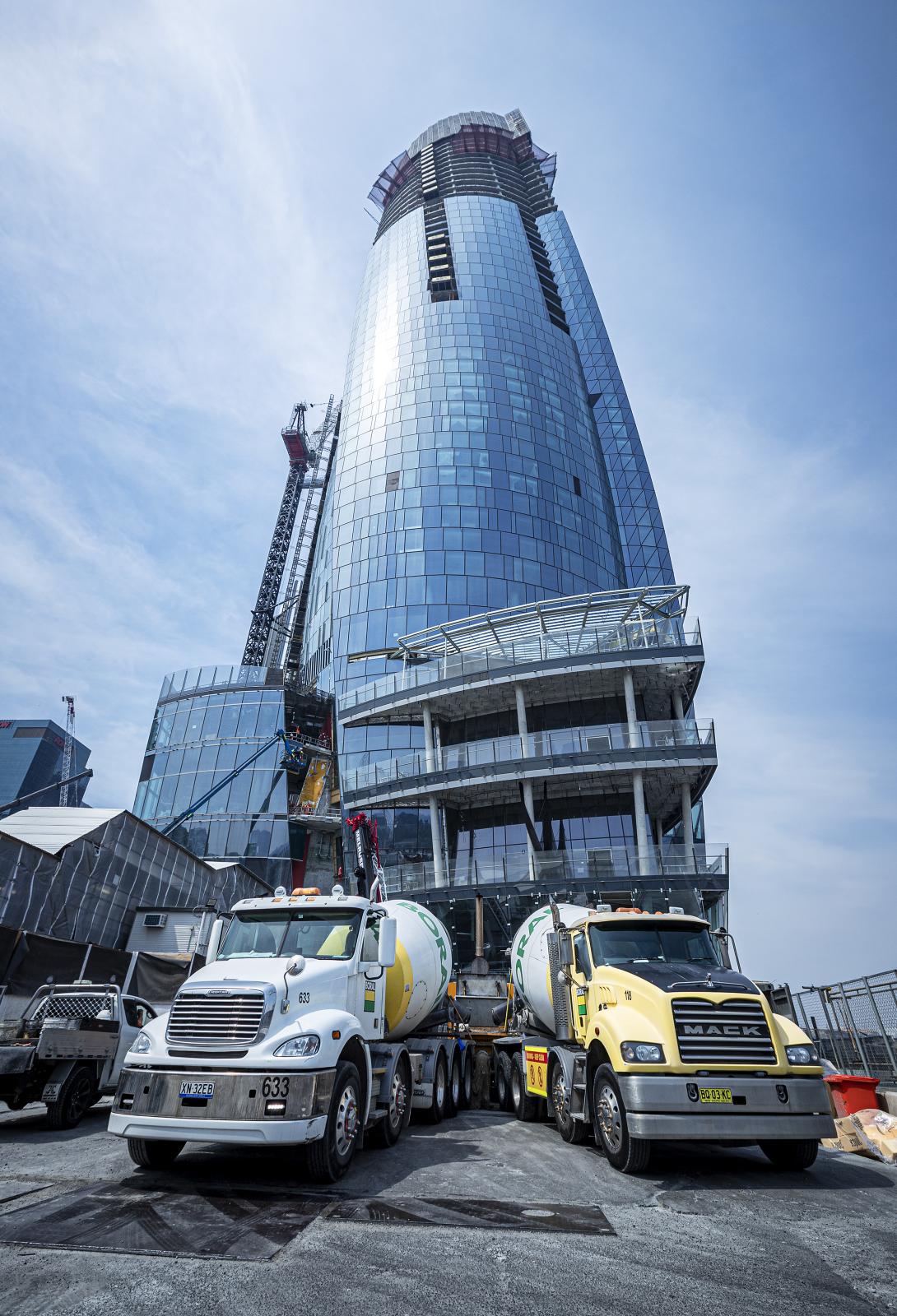 Boral trucks in front of Crown Sydney