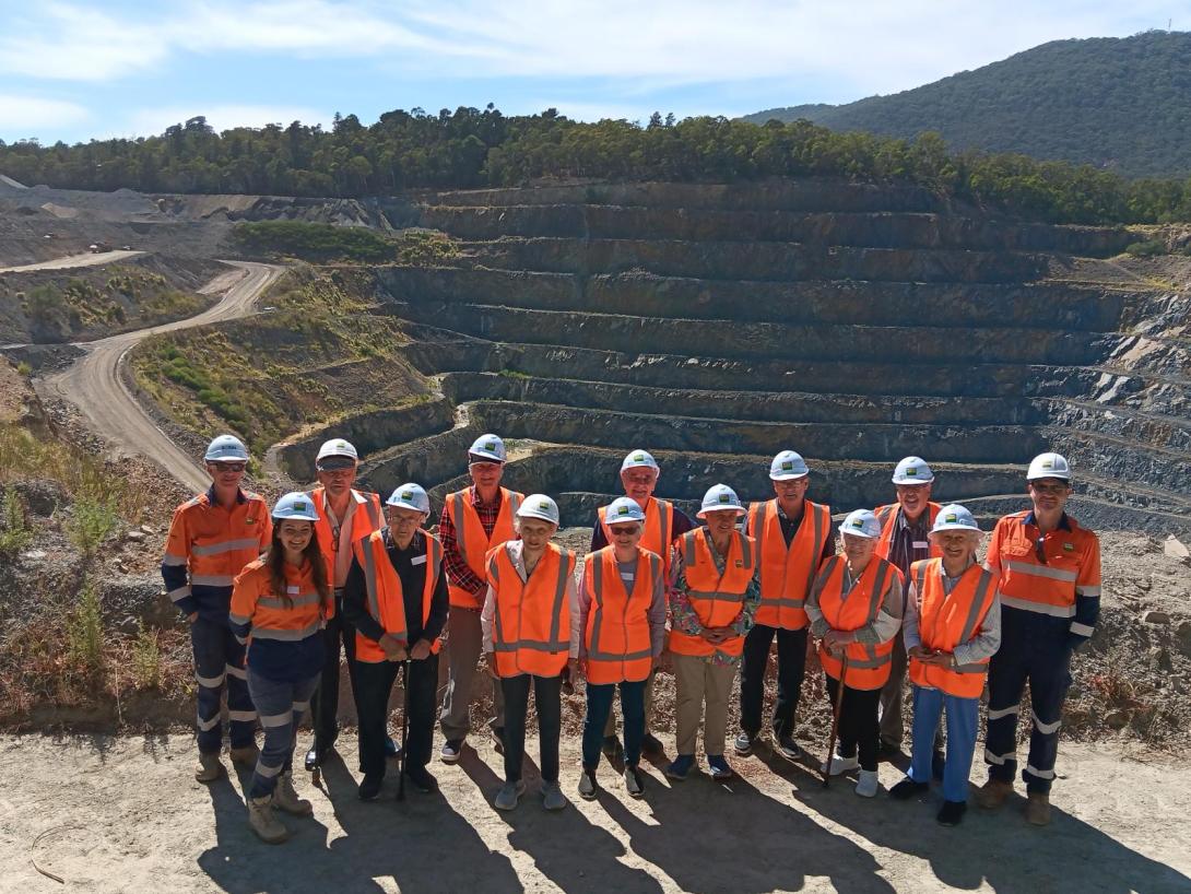 Tour group standing in front of Montrose Quarry