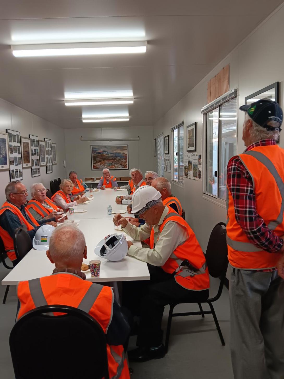 Visitors having lunch inside the history room