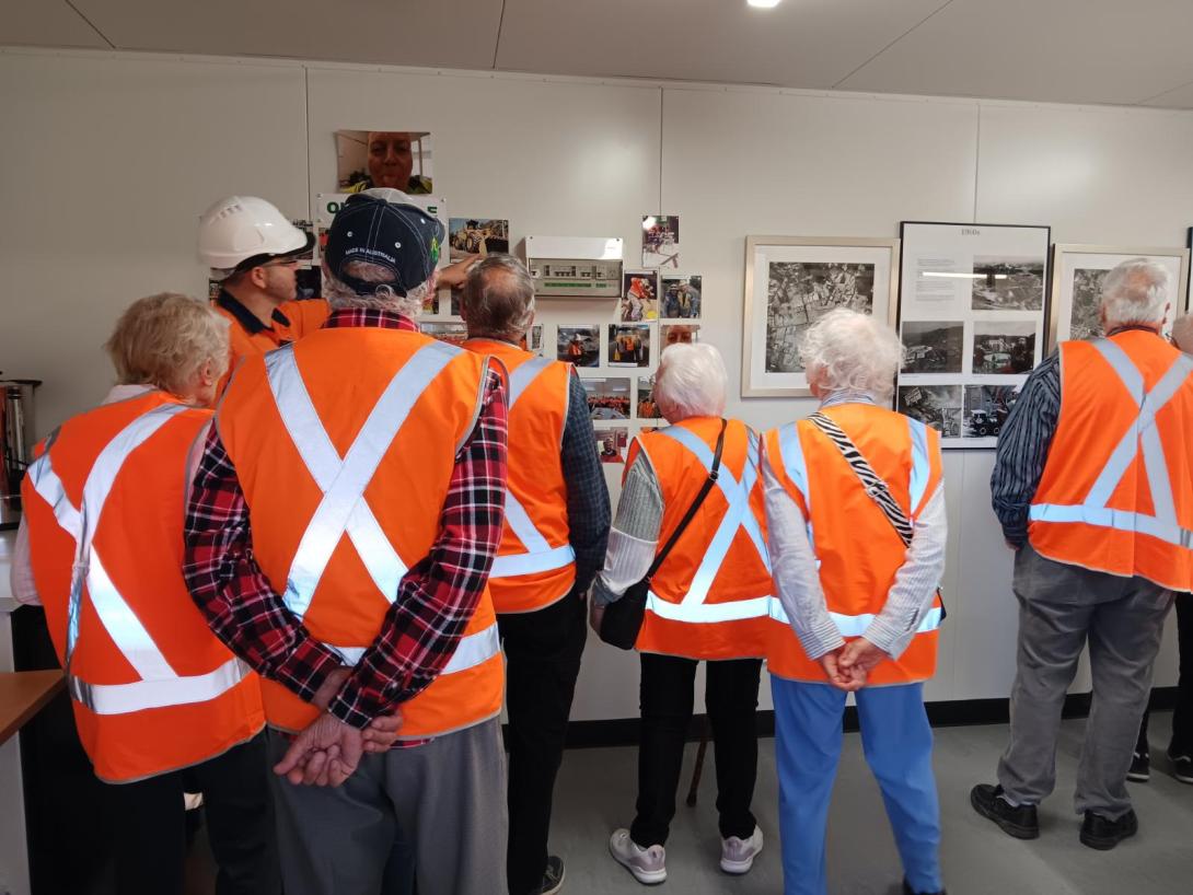 Visitors inside the history room