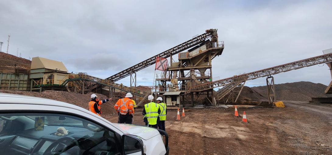 Boral Employees and Whyalla City Council members standing in quarry
