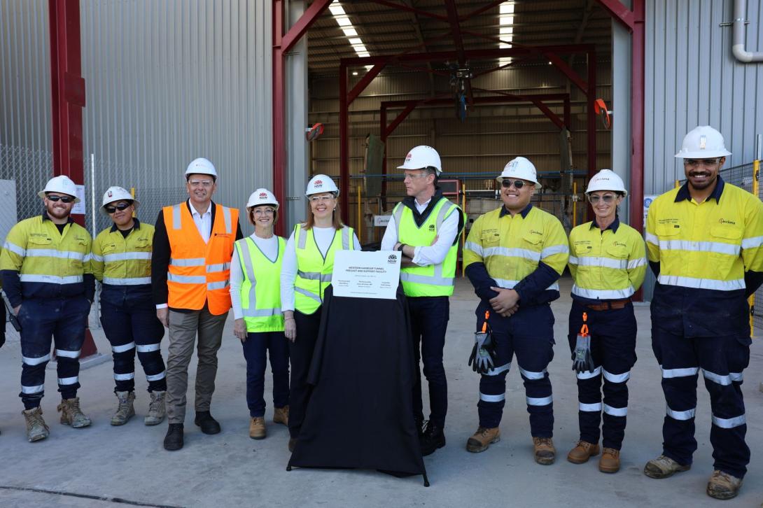 the official opening of the Western Harbour Tunnel precasting facility at Emu Plains
