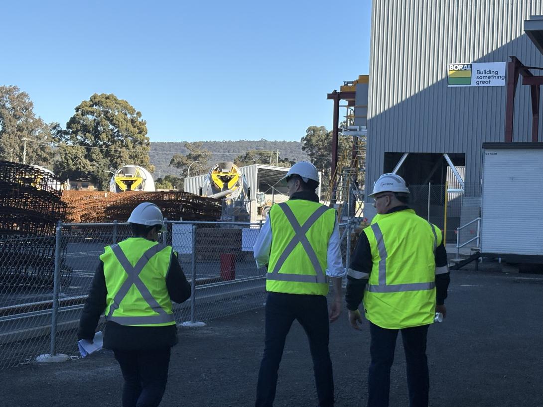 the official opening of the Western Harbour Tunnel precasting facility at Emu Plains