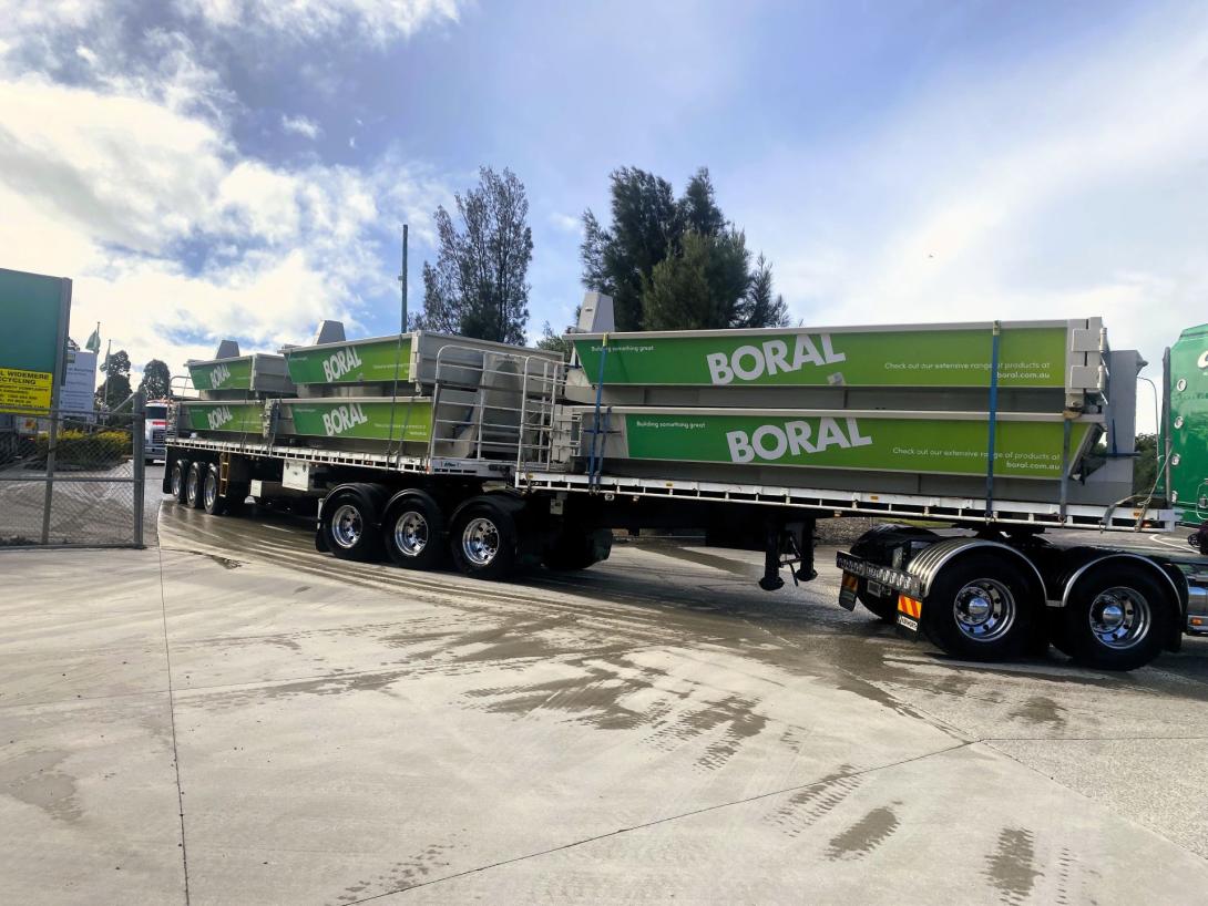 Wet Concrete Skip Bins loaded on Boral recycling truck