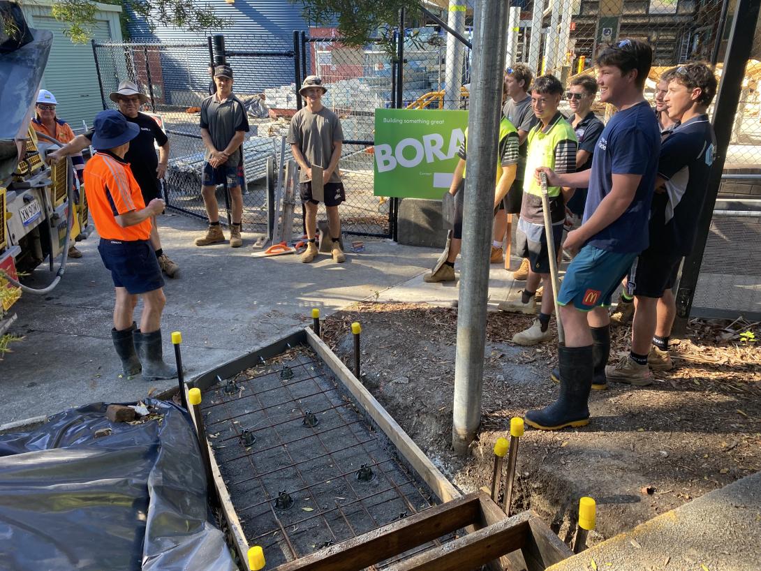 TAFE students learn to pour concrete