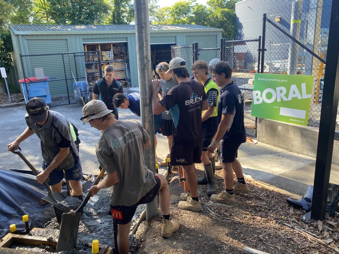 TAFE students learn to pour concrete