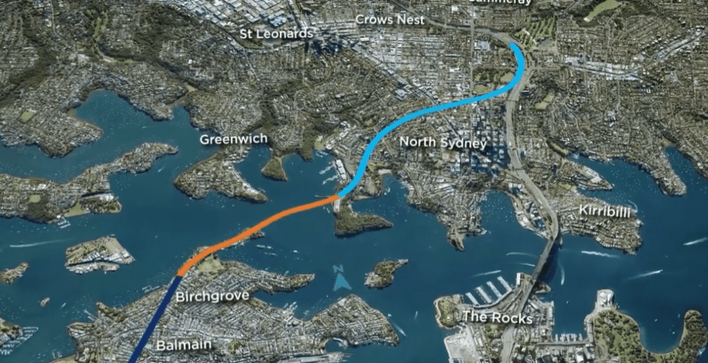 Map of Western Harbour Tunnel plans