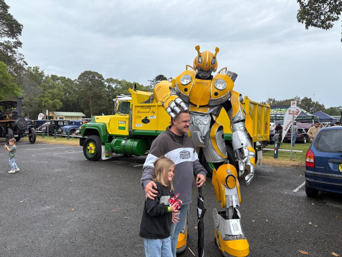 Transformer character with vintage Boral truck at Jamberoo Car Show 2025