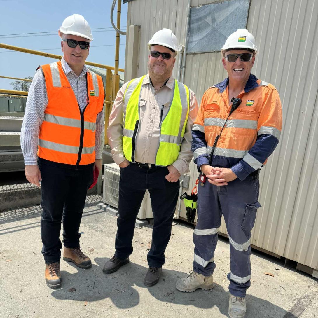 three men in high vis vests at Boral's Narangba quarry