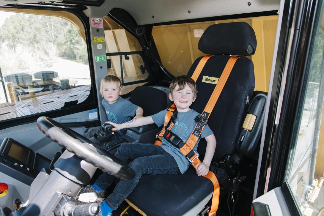 Kids in truck at Orange Grove Quarry open day 2025