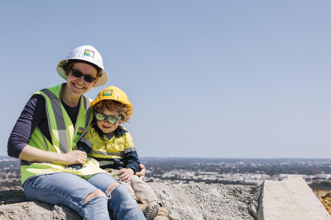Family in high vis vests at Orange Grove Quarry open day 2025