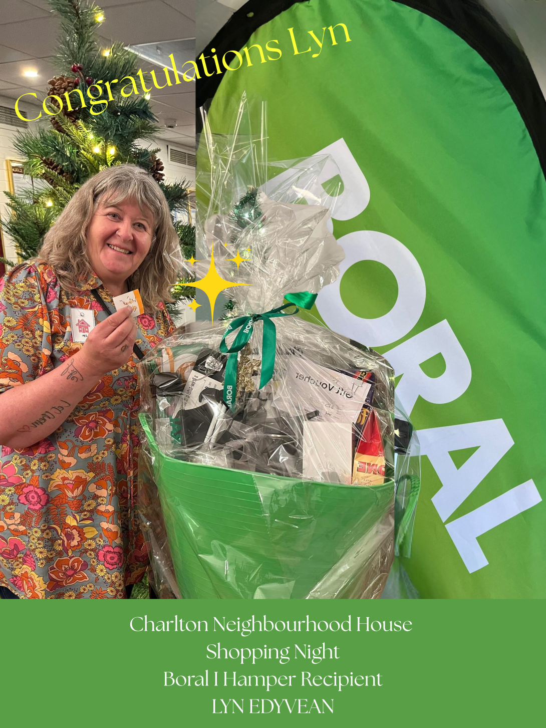 Charlton Neighbourhood House Shopping Night Boral I Hamper Recipient LYN EDYVEAN