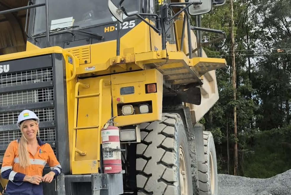 Rachel Jackson, Leading Hand, at Boral's West Burleigh Quarry with a loader