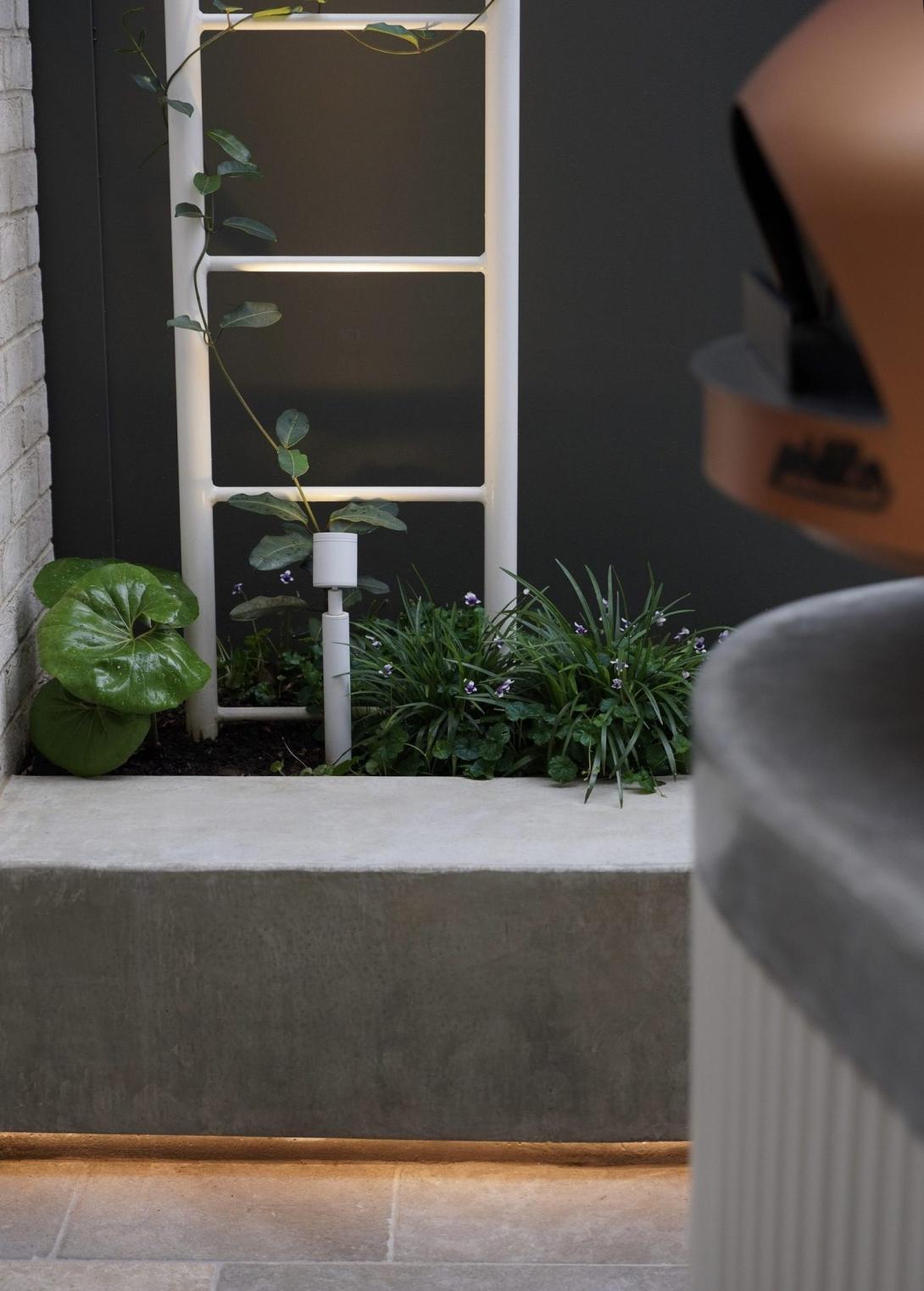 Burnished concrete in residential garden design