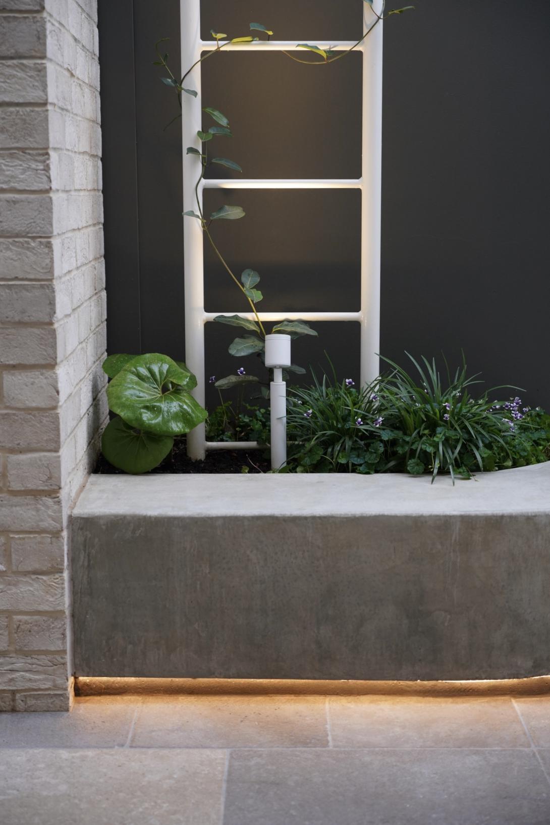 Burnished concrete in residential garden design