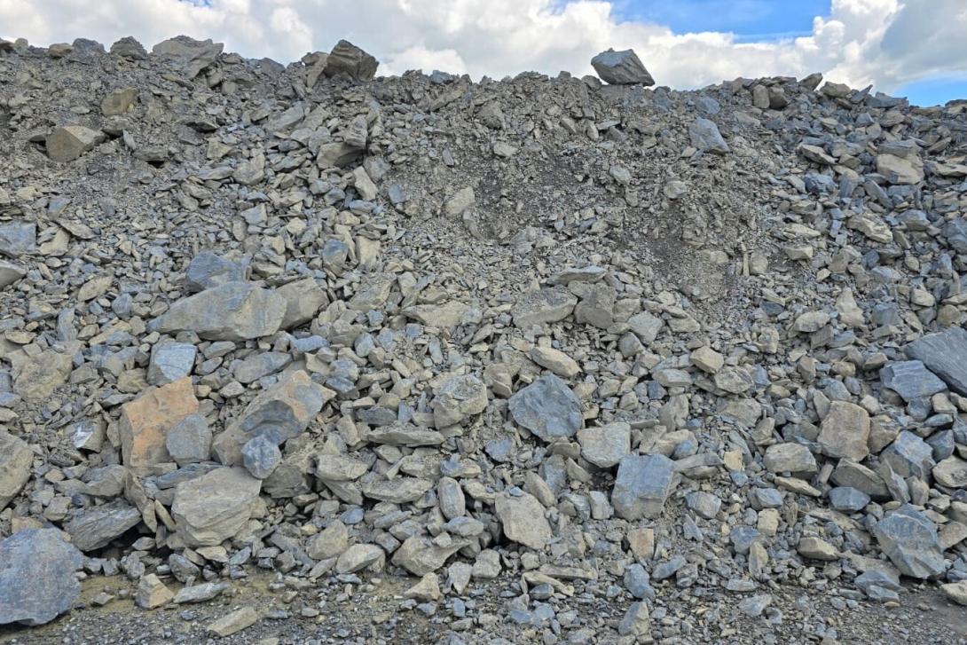 Shot rock from quarry blasting
