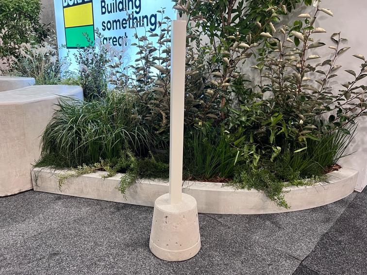 Fence post set in post hole mix concrete
