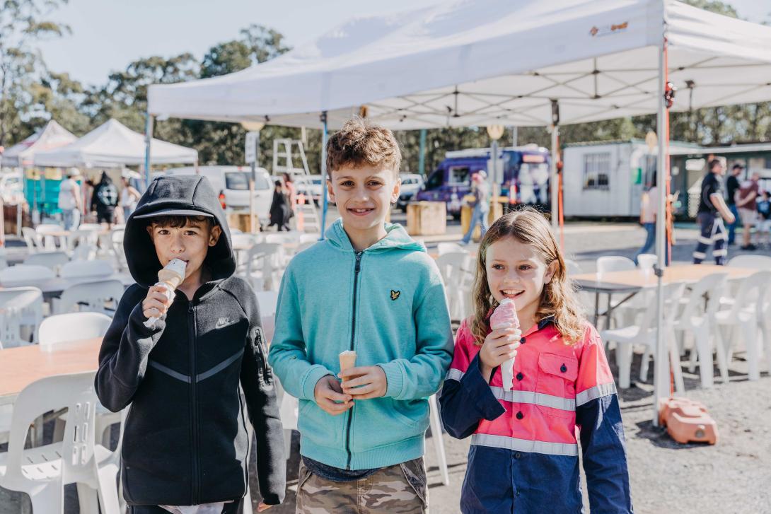 Kids from Seaham community with icecreams