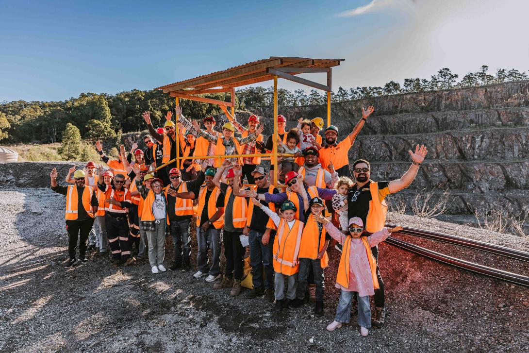 Community in PPE pose at Seaham Quarry