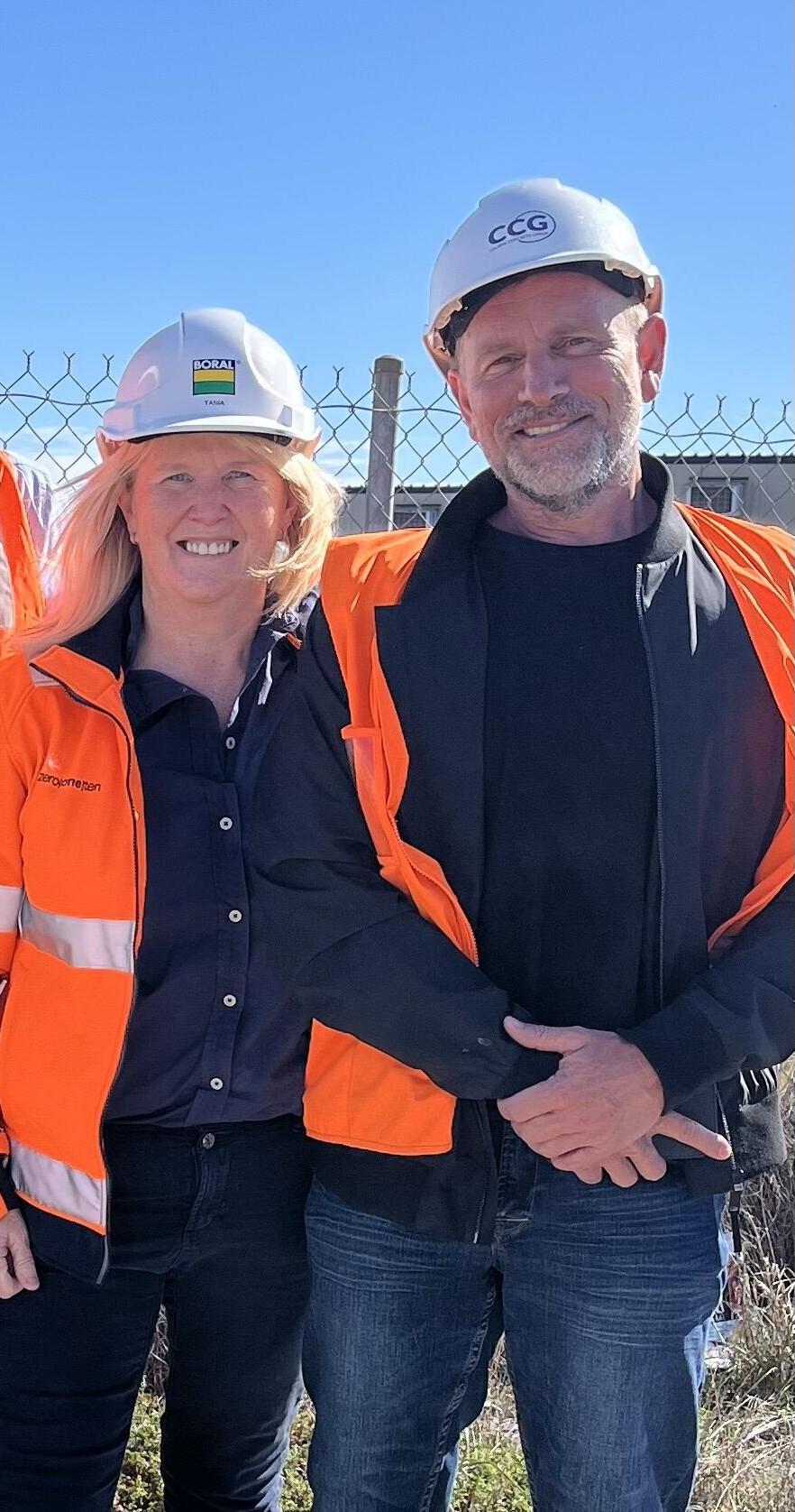 Tania O'Neill with colleague on site in PPE