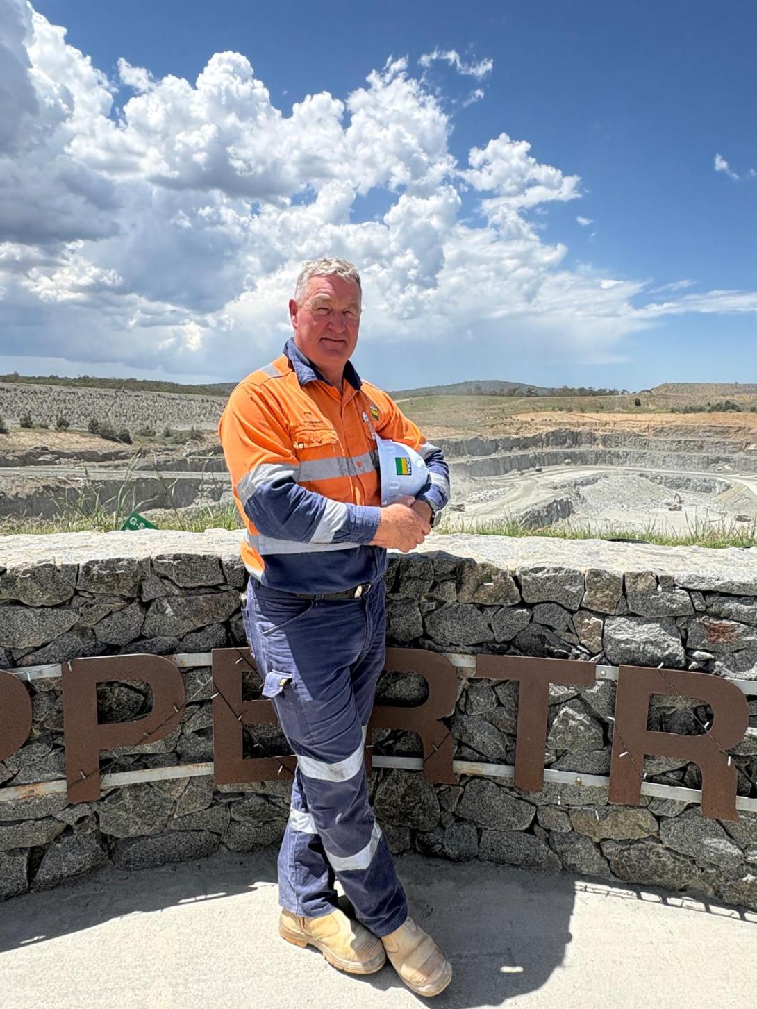 Boral employee Frank Lourey in PPE standing at quarry site