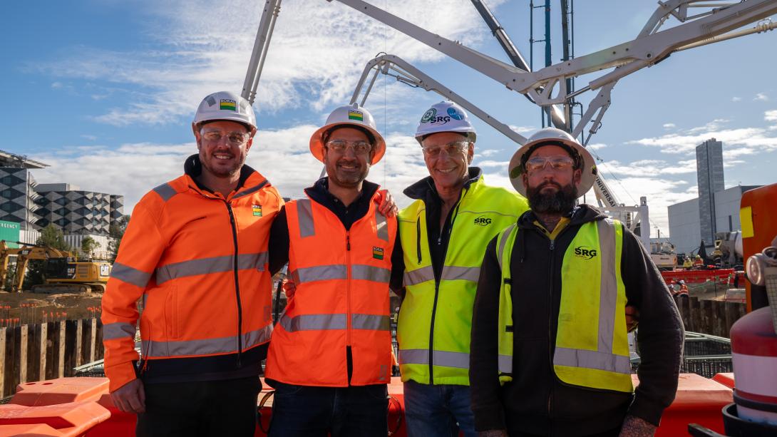 Boral and SRG staff at Perth's Women and Babies Hospital during concrete pour
